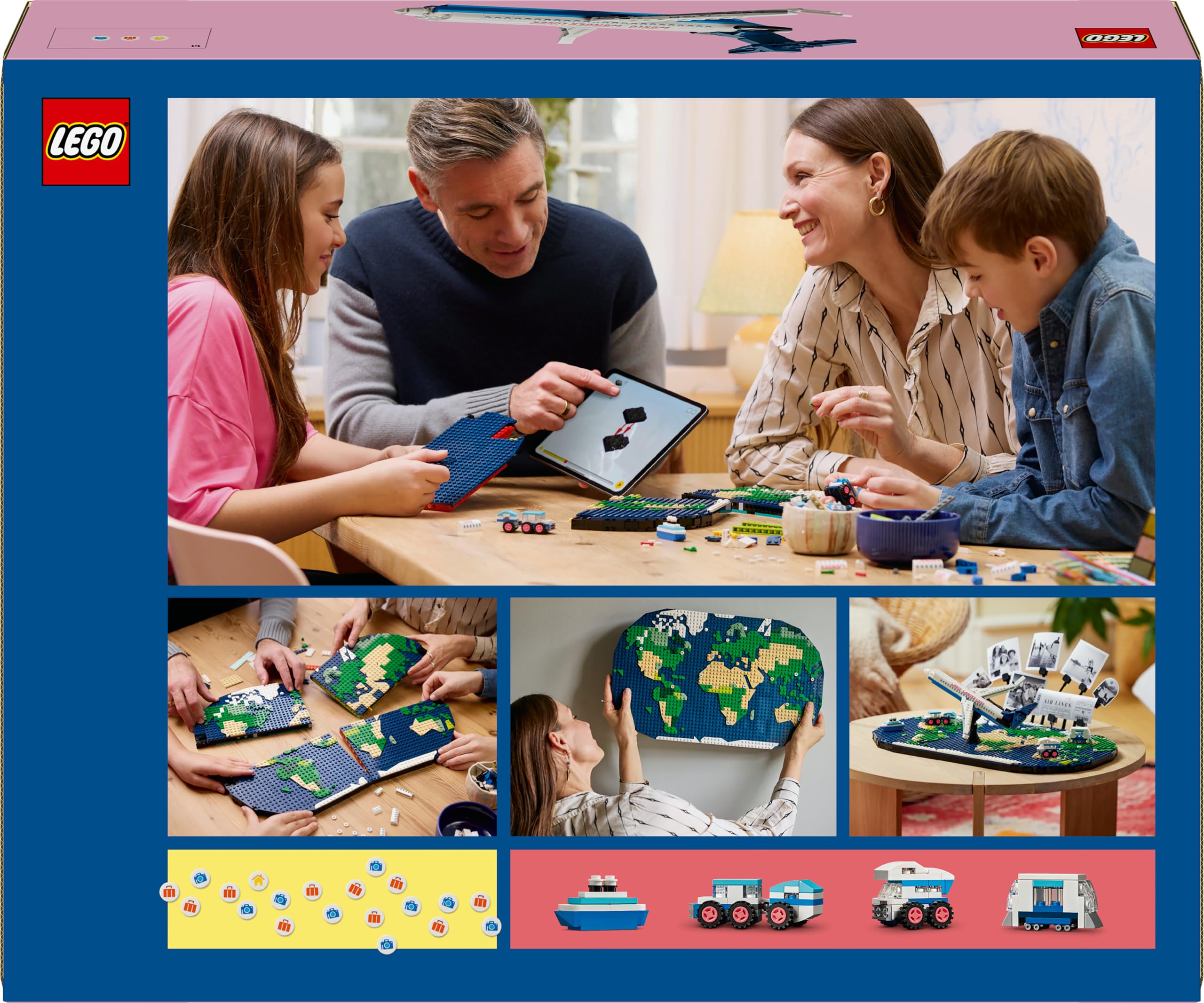 LEGO Reiseerinnerungen, Spielzeugweltkarte, BAU- und Spielset für Mädchen und Jungen, Geschenk für Familien, die Abenteuer und Reisen lieben, kreative Aktivität, Sammlerstück 41838