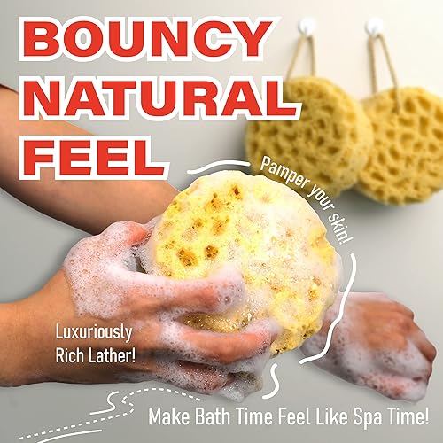 Miniatura 34 de myHomeBody Esponja de baño, esponja de espuma, exfoliante corporal para baño, puf de ducha exfoliante para ducha, tamaño grande, mucha espuma,