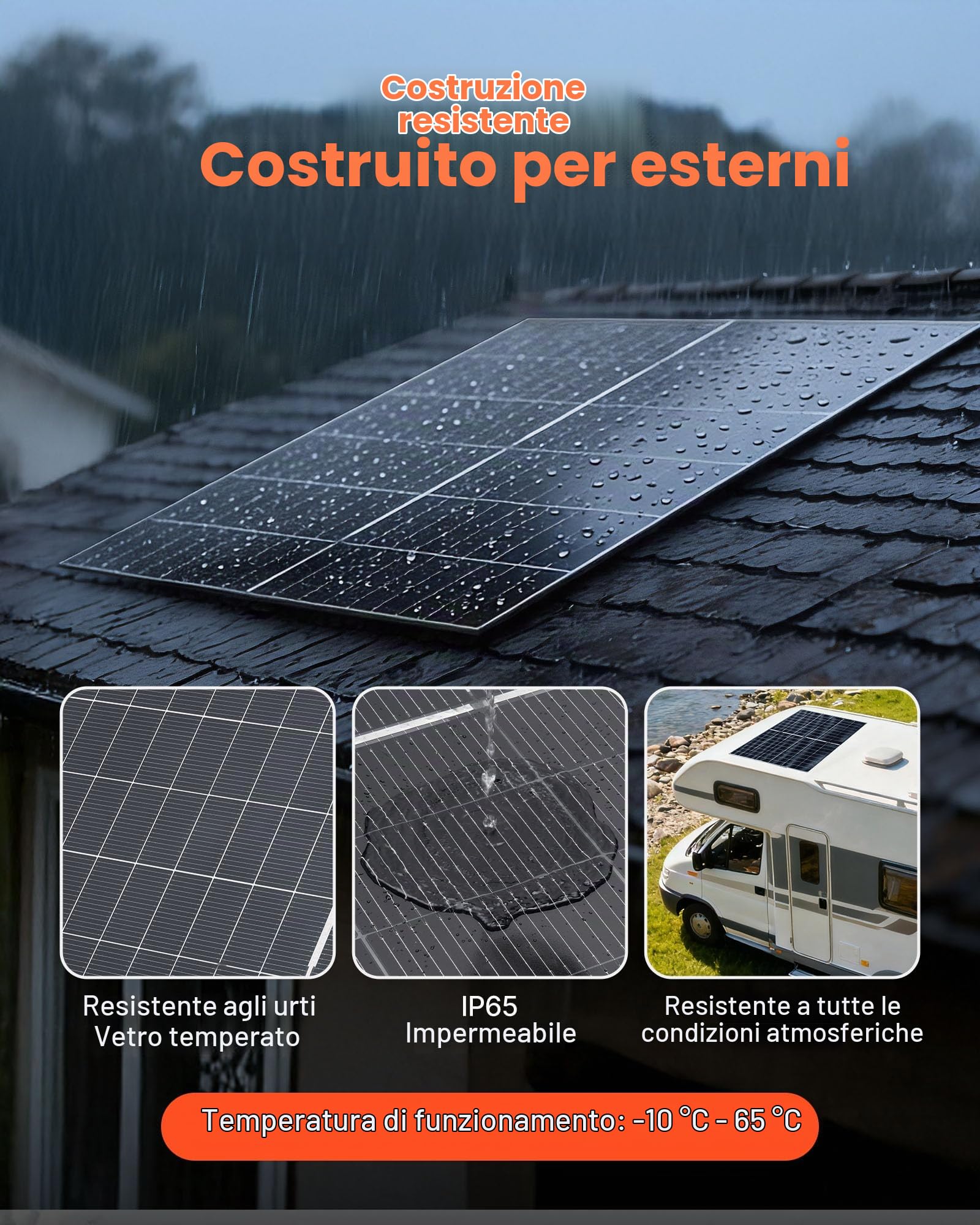 VEVOR Pannelli Solari Bifacciali 2 pezzi da 400 W, Modulo Fotovoltaico Monocristallino Tipo N da 16 BB Pannello Solare Impermeabile IP65 con Uscita MC4 Telaio in Alluminio per Auto, Barca, Camper