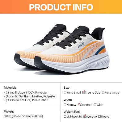BALLOP Thunder R2 - Men's & Women's Running Shoes - Lightweight Daily Cushion Sneakers with 1.77 inch (4.5cm) EVA Midsole & Non-Slip Grip for Ultimate Comfort -