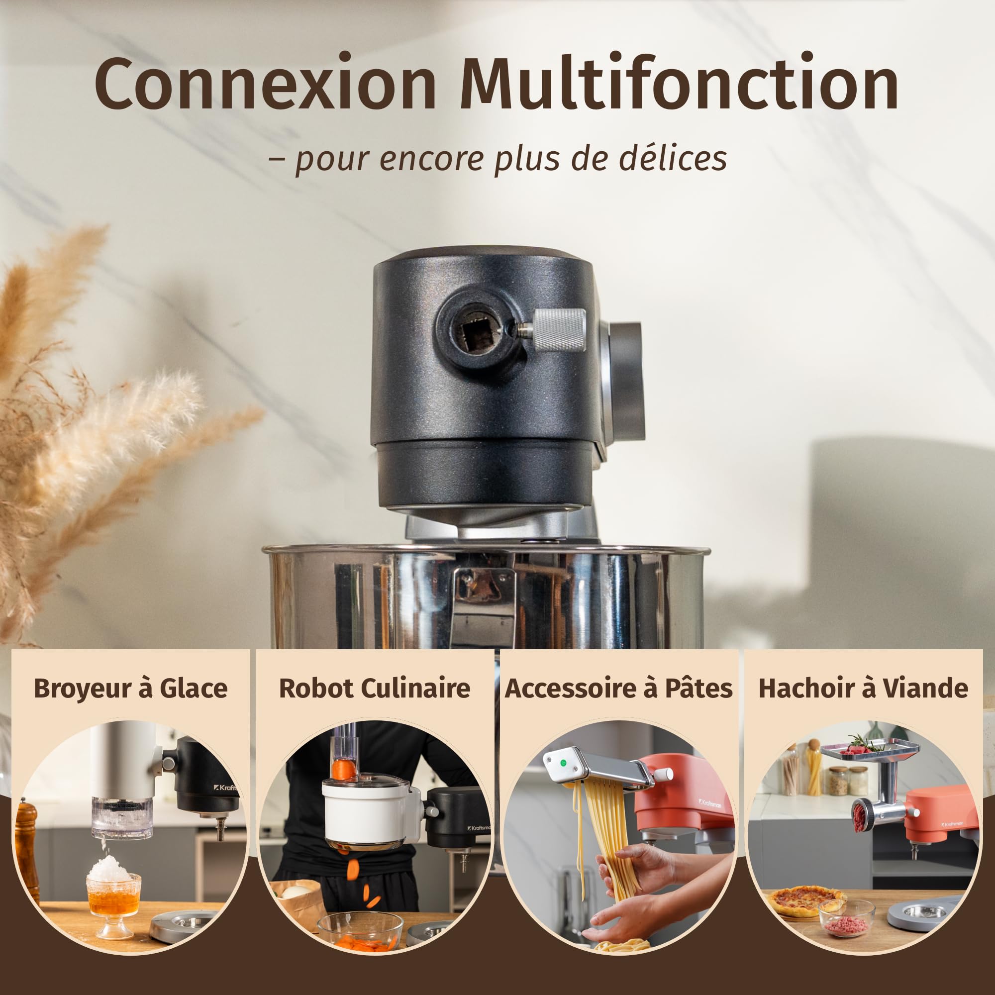 Robot Pâtissier, 5 L Robot de Cuisine Tout en Métal avec Port d’Alimentation Universel et Fonction Minuterie, Pétrin Professionnel à 8 Vitesses avec Batteur, Crochet, Fouet (Noir)