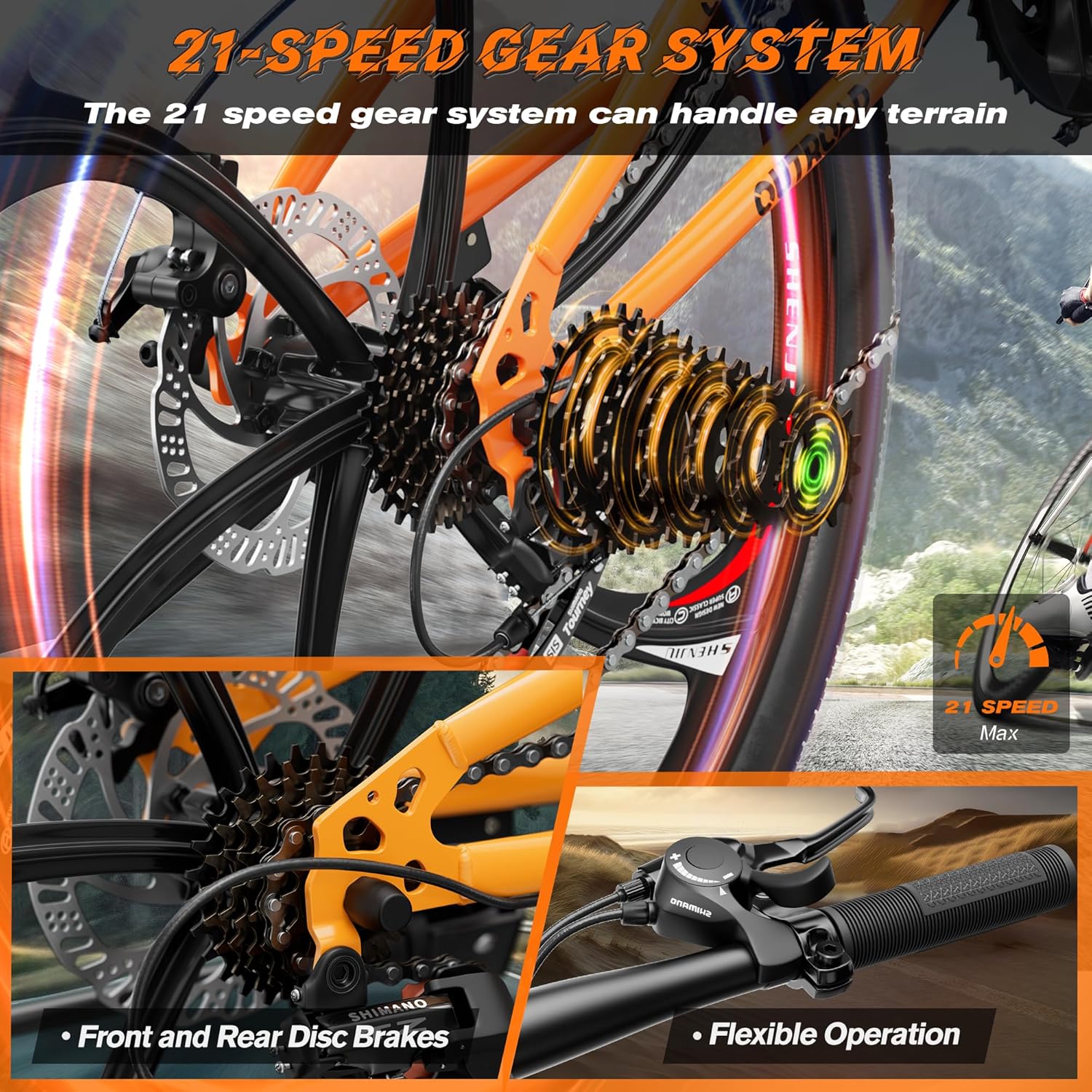 26" Foldable MTB – 21-Speed Full Suspension, High-Carbon Steel Frame, Dual Disc Brakes & Quick-Release Tires – Adults & Teens (Multiple Colors)