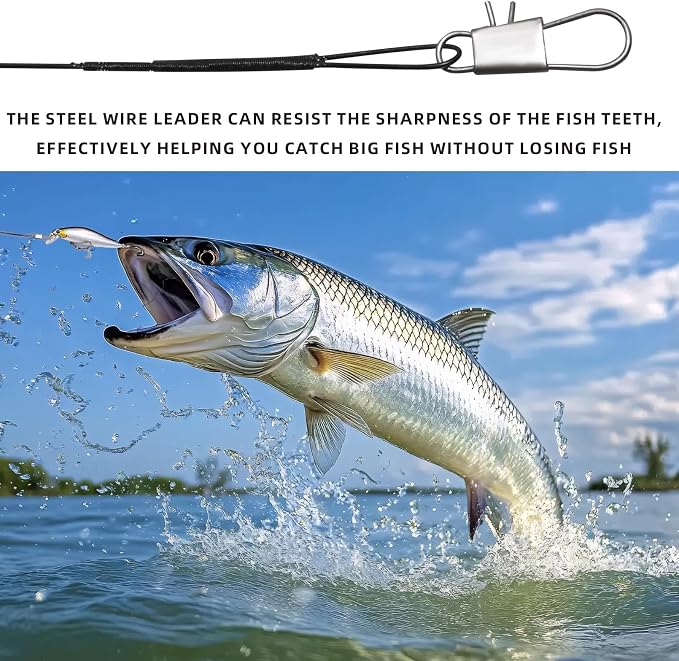 Líderes de pesca con giros y mosquetones, 40 lb de resistencia miniatura 3