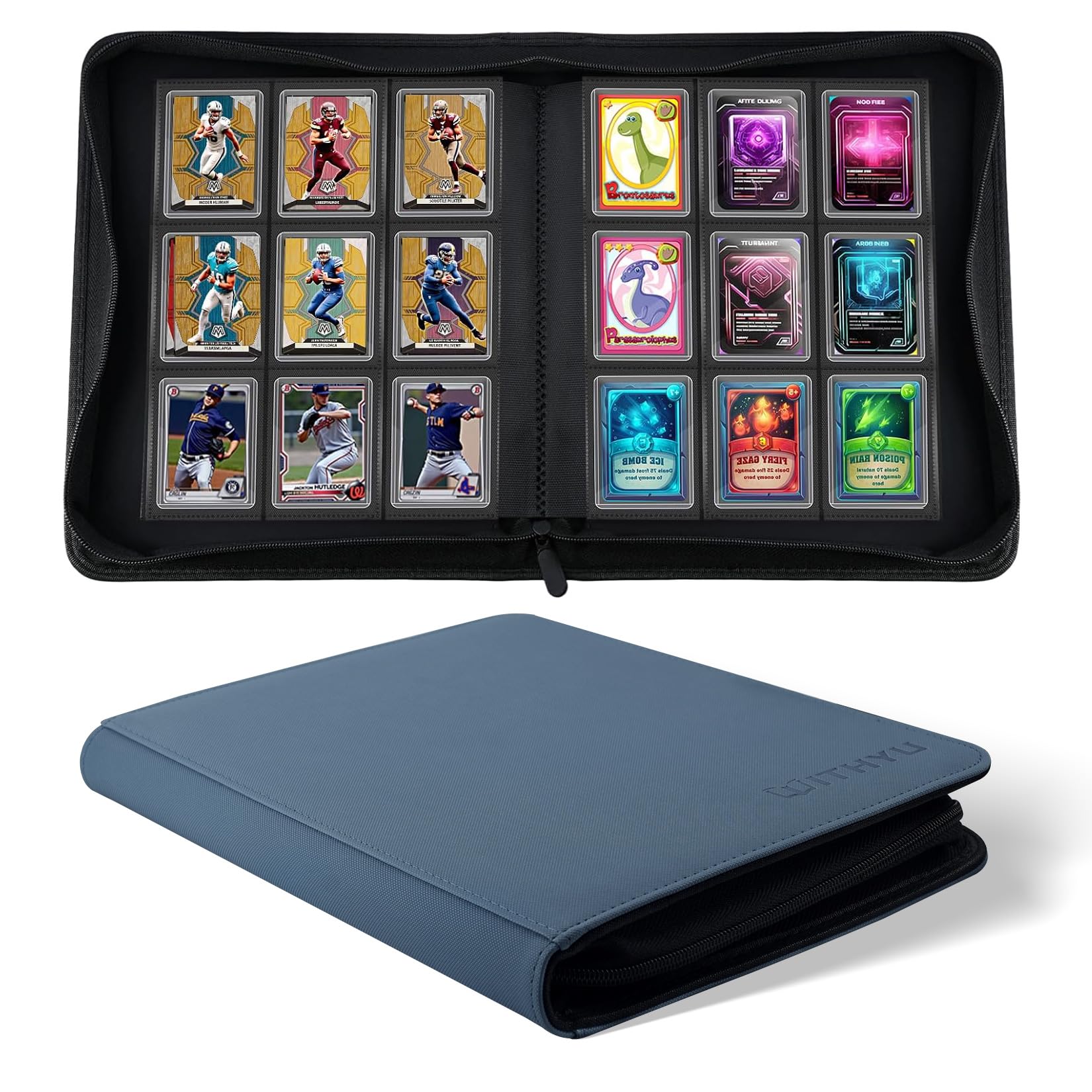 WITHYU Top Loader Binder 9 Pocket for 3"x4" Rigid Cards, 360 Pockets Collectible Card Album with 20 Toploaders, Trading Card Binder for TCG, MTG, Sports Cards (Ink Blue) — image 1