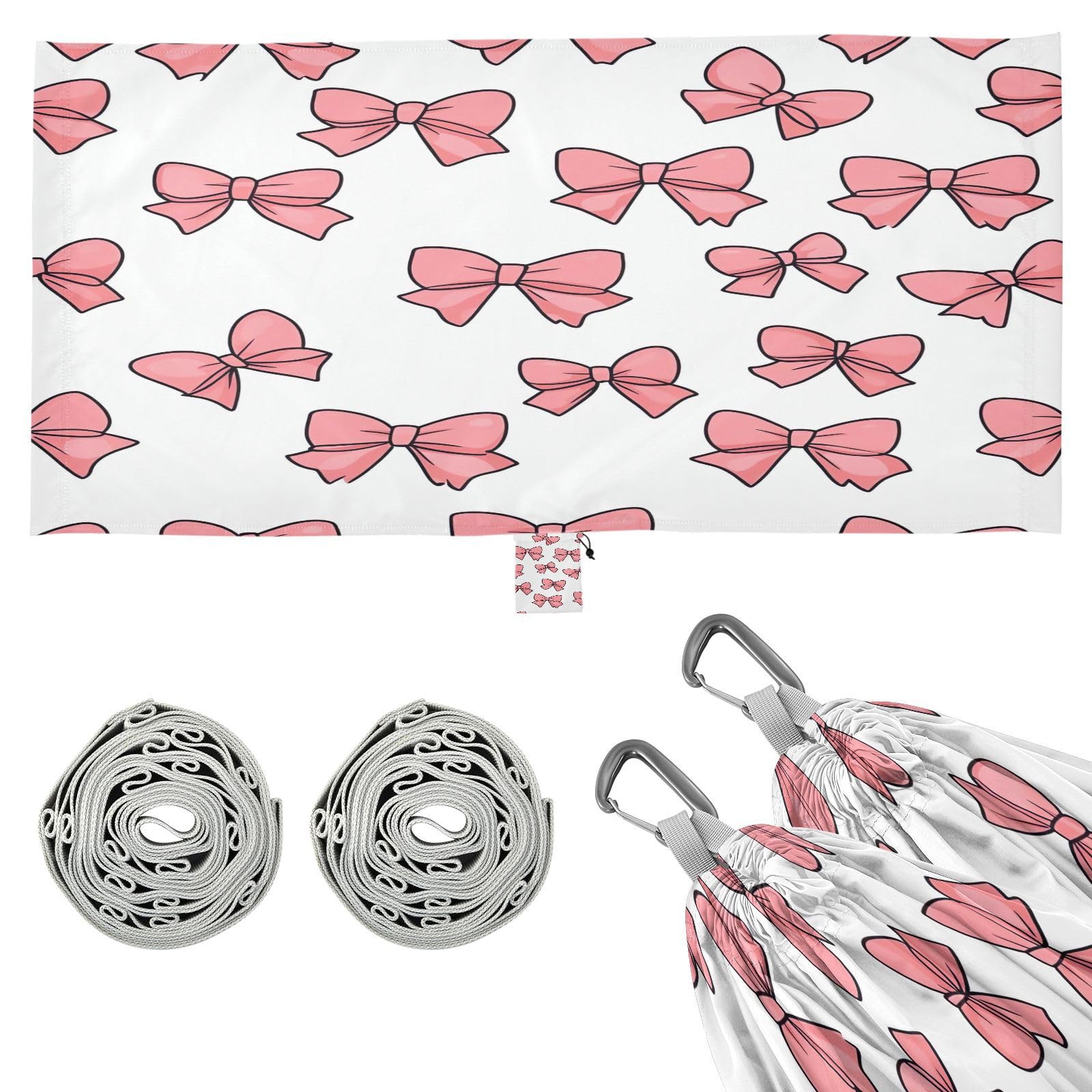 Haskirky Beautiful Bow Tie Camping Hammock, Single Portable Hammocks with Tree Straps & Attached Carry Bag, 330Lbs Capacity Perfect for Outside Indoor Hiking Beach Backpack Travel