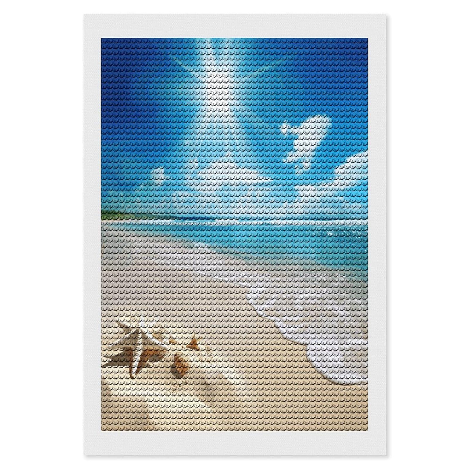FekiLoot Bright Sunshine Summer Beach Paint by Numbers Kit for Adults Beginner DIY Diamond Dots Paintings Round Full Drill Diamond Art Kits Picture Diamond Art Painting Kits for Home Decor 8"x12"