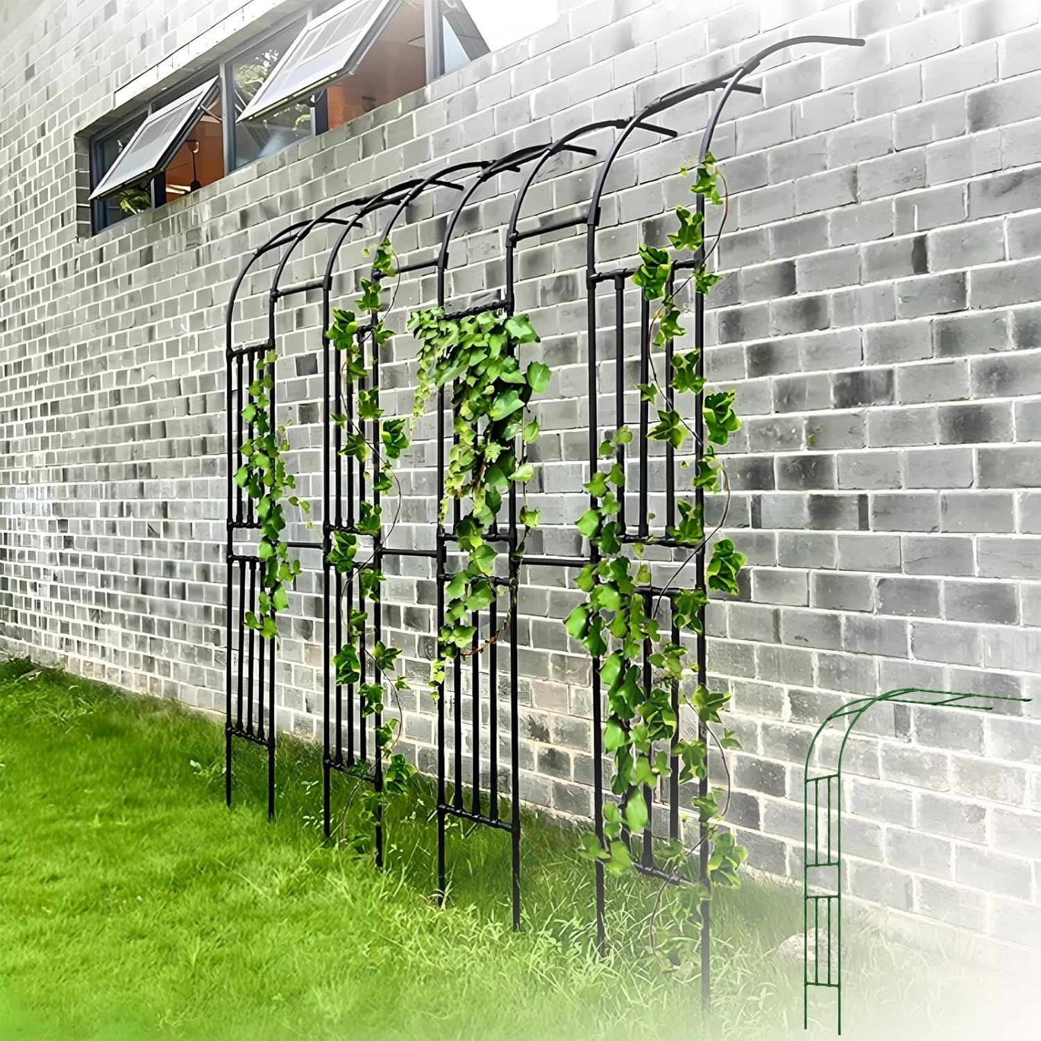 Sturdy Half Sided Garden Arch – Metal Trellis for Climbing Plants, Outdoor Wall Arbor, Perfect for Weddings, Home Yard, Lawn & Patio Decoration (White, 3.9ft W x 7.9ft H)