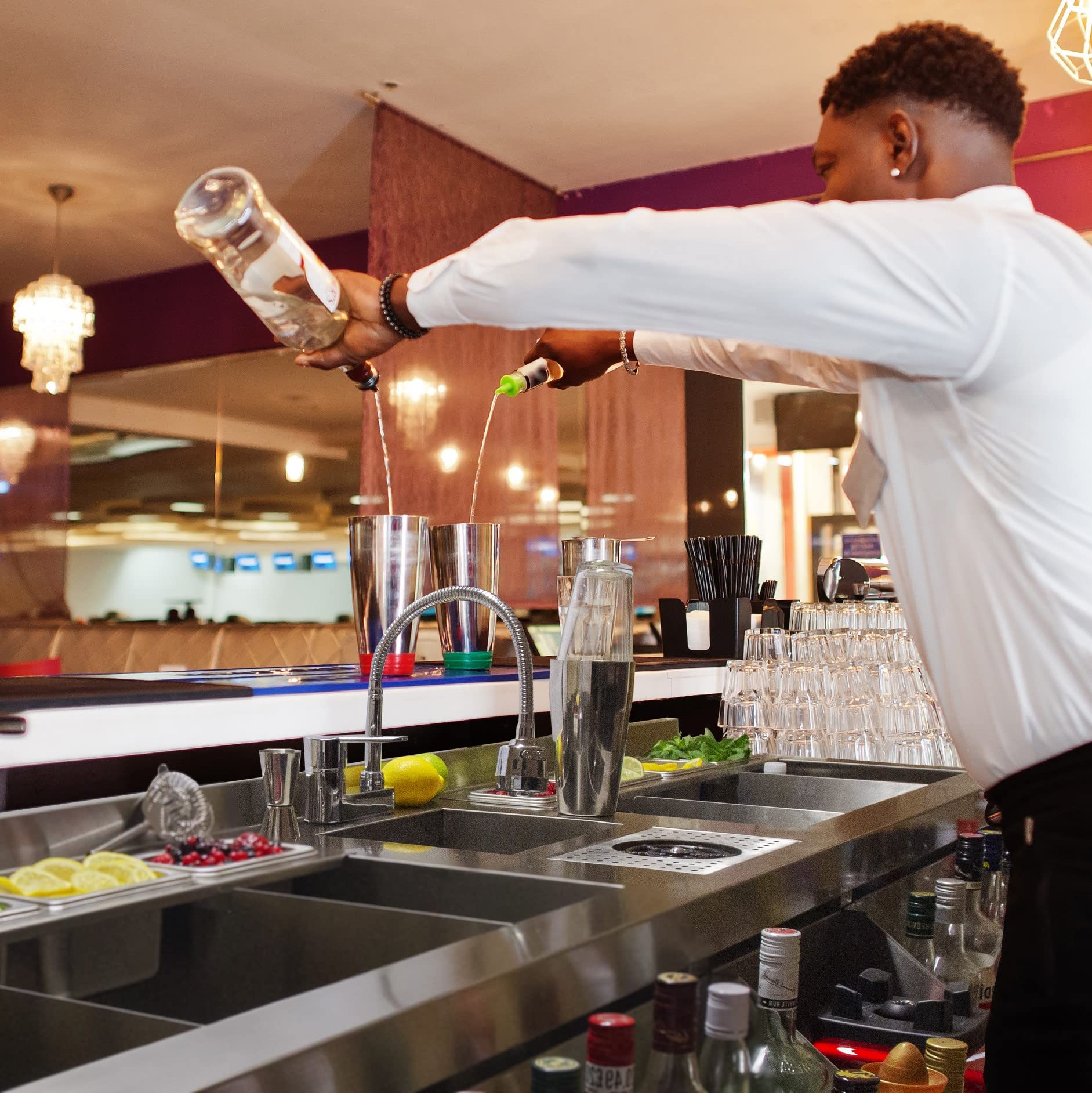 Estación kit doble coctelería juego coctelera conjunto mezclador cócteles mostrador profesional piezas herramientas barman bartender bartendering accesorios barra bar coctelera gratis