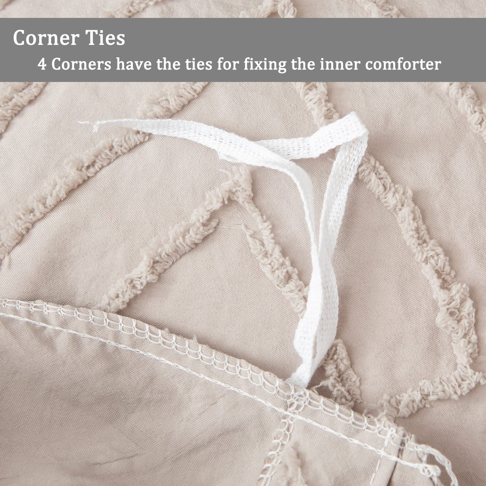 Warmarky Camel Leaf Shape Tufted Duvet Cover King(91''x 102'') Size Light-Weight, Textured Bedding Comforter Cover Set, 1pcs Duvet Cover & 2pcs Envelop Pillowcase(NO Comforter)