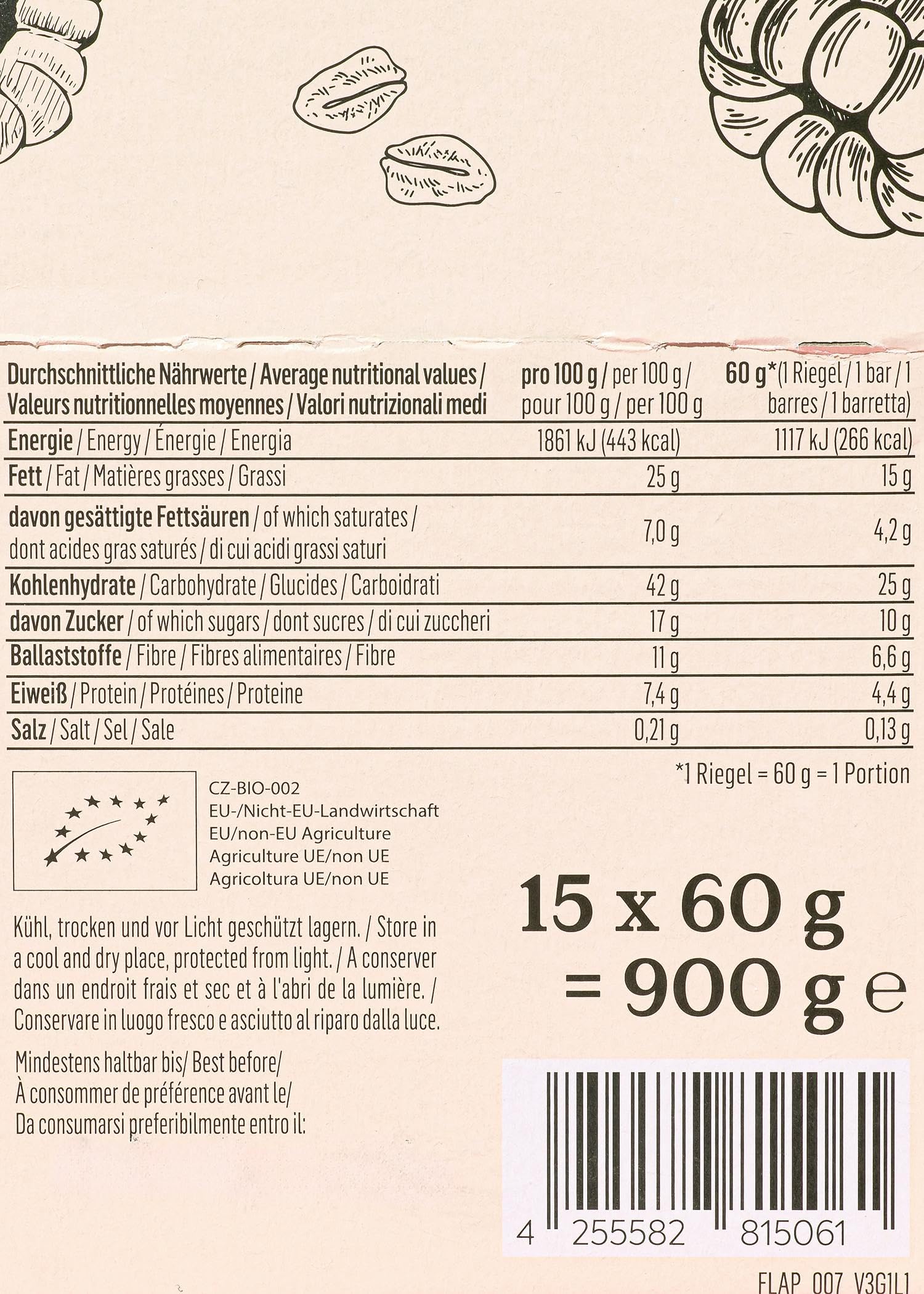KoRo - Barre d'avoine framboise chocolat blanc bio 15 x 60 g