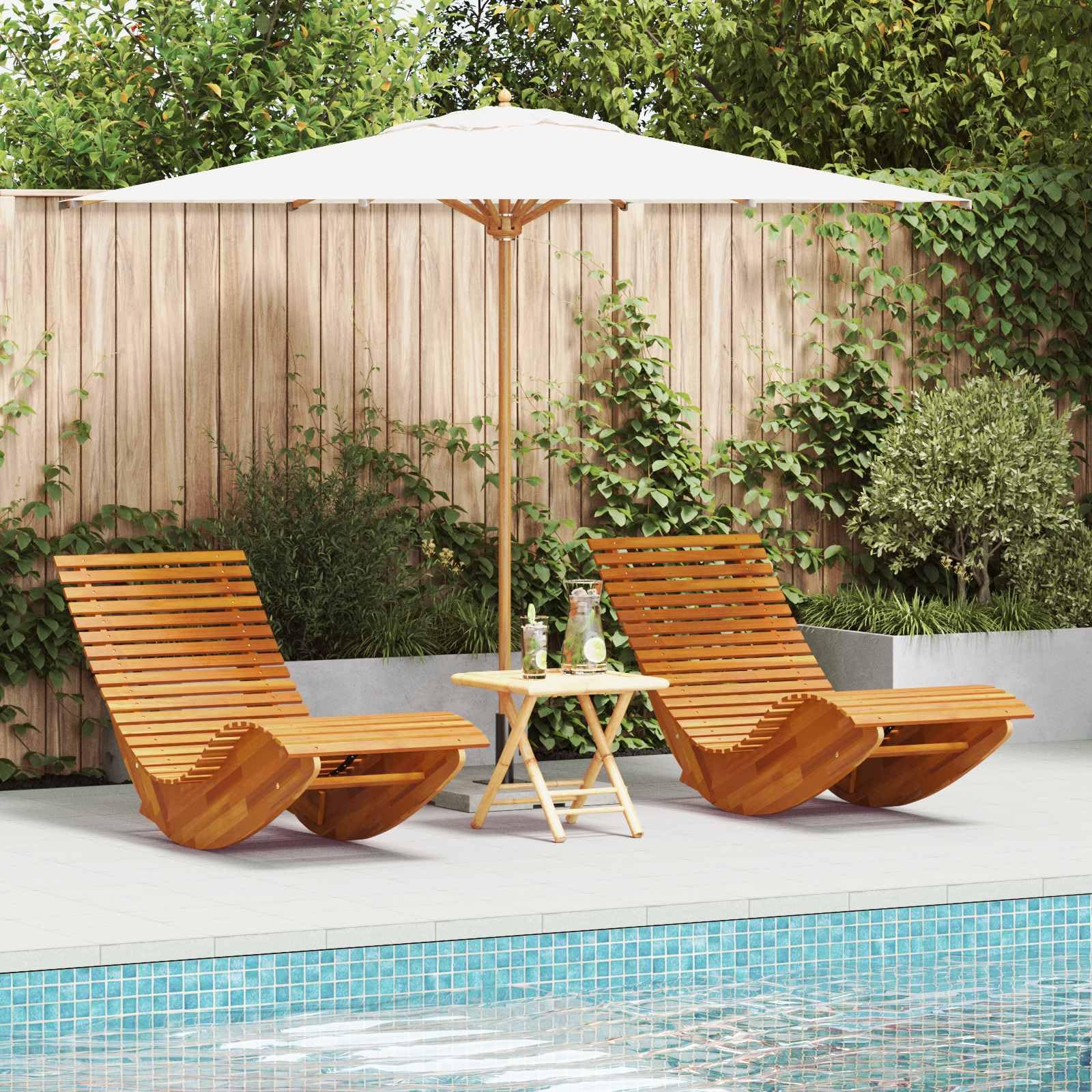 vidaXL 2X Sedie a Sdraio a Dondolo Stile Rustico Robusti Ergonomici Lettino Prendisole per Interni e Giardino Finitura ad Olio Legno di Acacia
