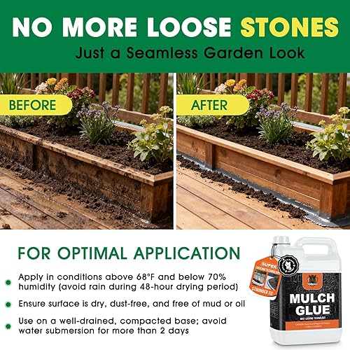 Miniatura 6 de Vollence Pegamento de mantillo, pegamento de roca de 128 onzas para paisajismo, no necesita dilución, secado rápido, fuerte estabilizador de grava