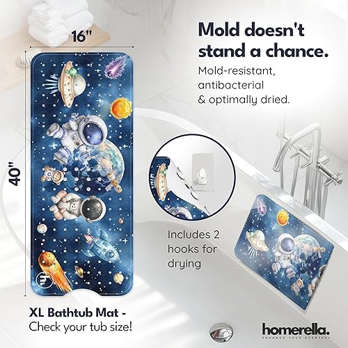 Miniatura 44 de Alfombrilla de Bañera Antideslizante Antimoho para Niños Libre de BPA con Ganchos - homerella® Animales Marinos del Océano 40x16, Alfombrilla de Abc