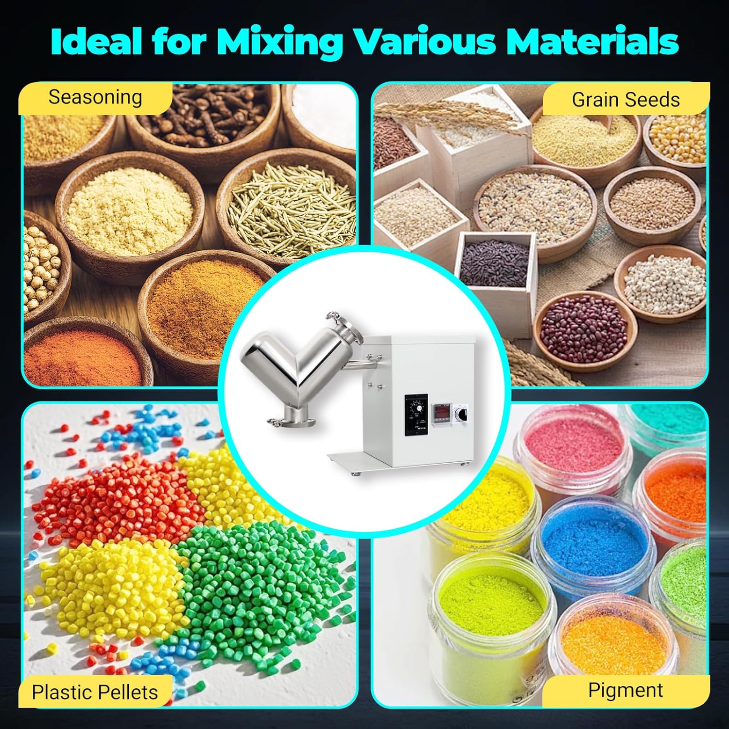2L Lab Shear V-Type Dry Powder Mixer, 304 Stainless Steel Powder Blender Mixing Machine, Lab Mixer for Uniform Blending, Laboratory Lab Powder Mixer