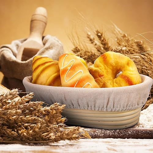 Miniatura 5 de Geetery Paquete de 6 cestas de pan a prueba de Banneton de 10 pulgadas ovaladas y redondas de ratán de 9 pulgadas, canastas a prueba de masa madre