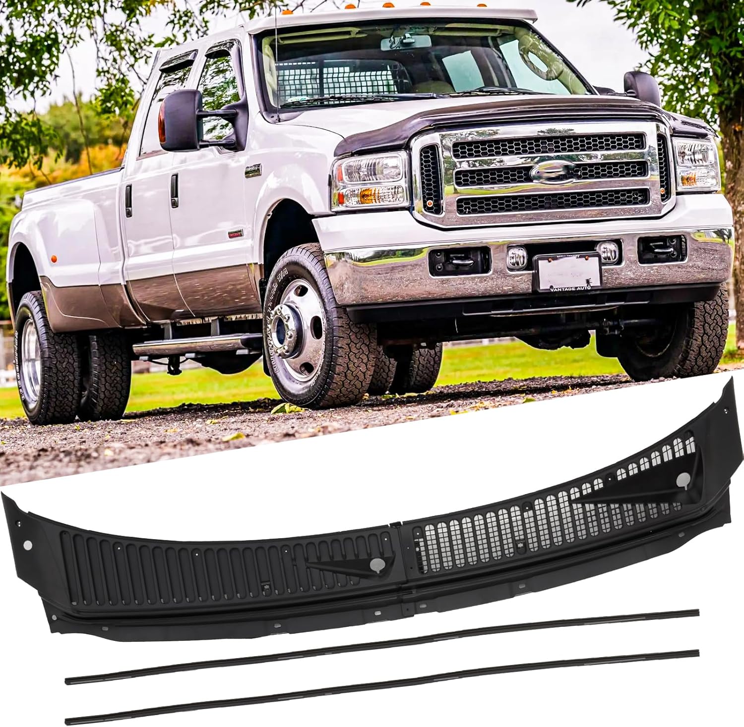 2 PCS Front Windshield Wiper Cowl Panel for 1999-2007 Ford F250 F350 F450 F550 Super Duty/2000-2005 Ford Excursion Window Cover Insert Panel Replacement for 3C3Z25022A68AAA 4C3Z25022A69AAA