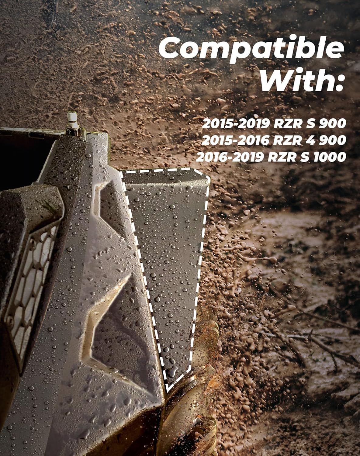 KEMIMOTO UTV Fender Flares 4PCS, Extended Mud Flap Guards Compatible with Polaris RZR S 900/S 1000/RZR 4 900 (2015-2020), Complete Front and Rear Set