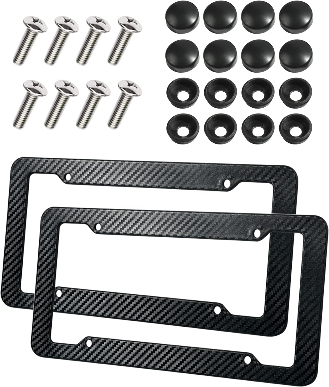 ESEWALAS 2 Packs Carbon Fiber License Plate Frame