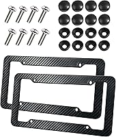 Vista 1 de Paquete de 2 marcos de matrícula de fibra de carbono, marcos de matrícula de plástico impermeables con sujetadores y tornillos, cubierta de etiqueta
