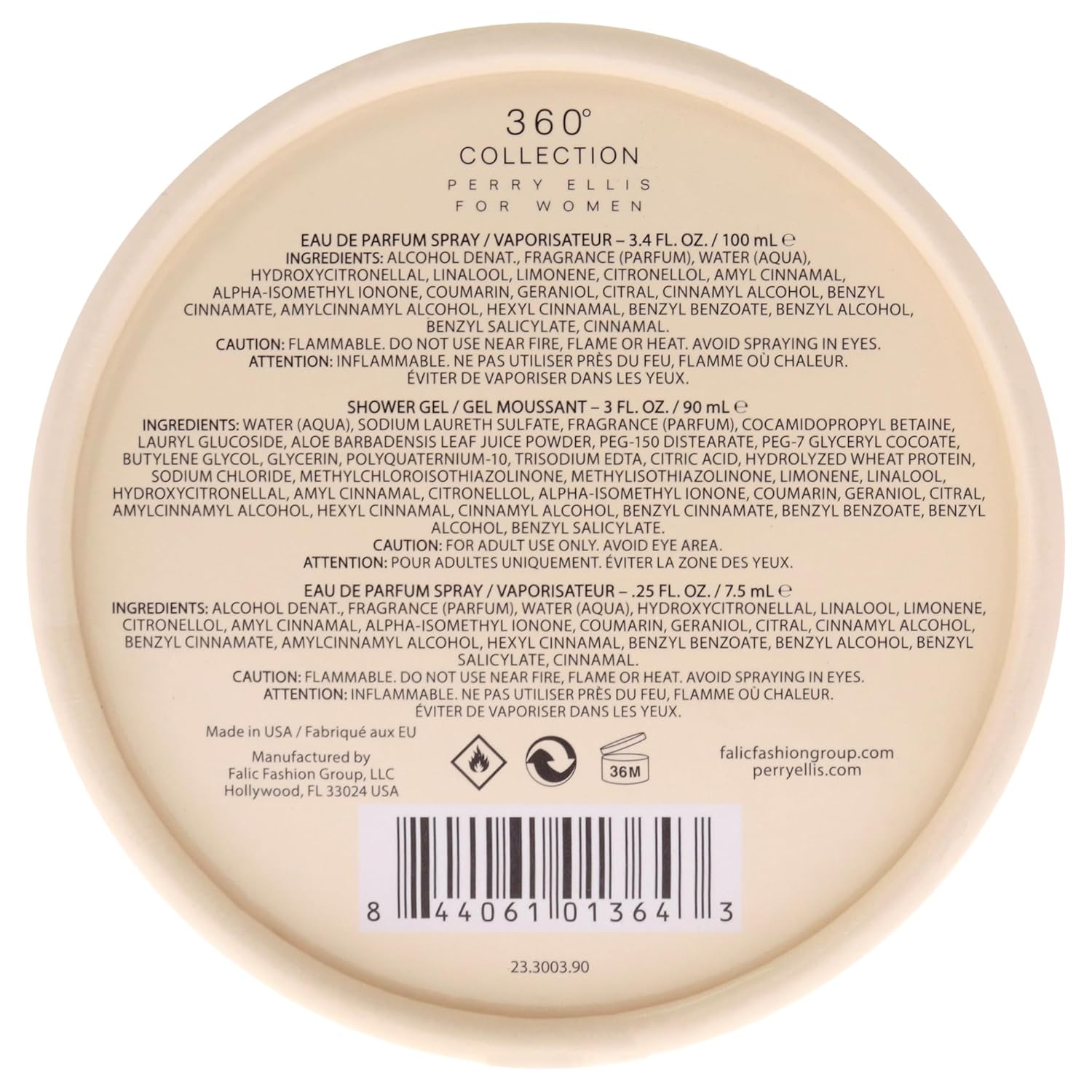 Perry Ellis 360° Collection for Women - 3-Piece Canister Gift Set (3.4 fl oz Eau de Parfum, 3 oz Shower Gel, .25 fl oz EDP Mini Travel Spray) - fruity, floral, feminine, elegant - Image 5
