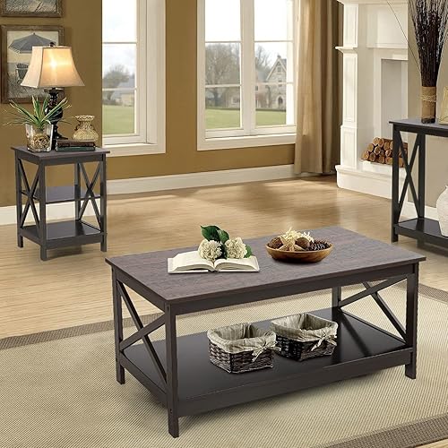 Miniatura 2 de Sophia & William Mesa consola con estante de almacenamiento, mesa de sofá de granja de 2 niveles para entrada, pasillo, sala de estar, marfil