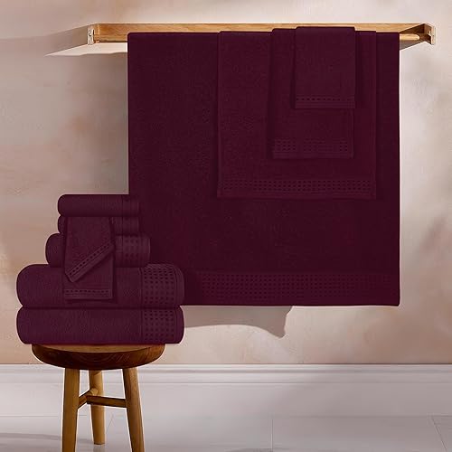 Vista 227 de GLAMBURG Juego de 6 toallas de 100% algodón ultra suave, contiene 2 toallas de baño de 28 x 55 pulgadas, 2 toallas de mano de 16 x 24 pulgadas y 2