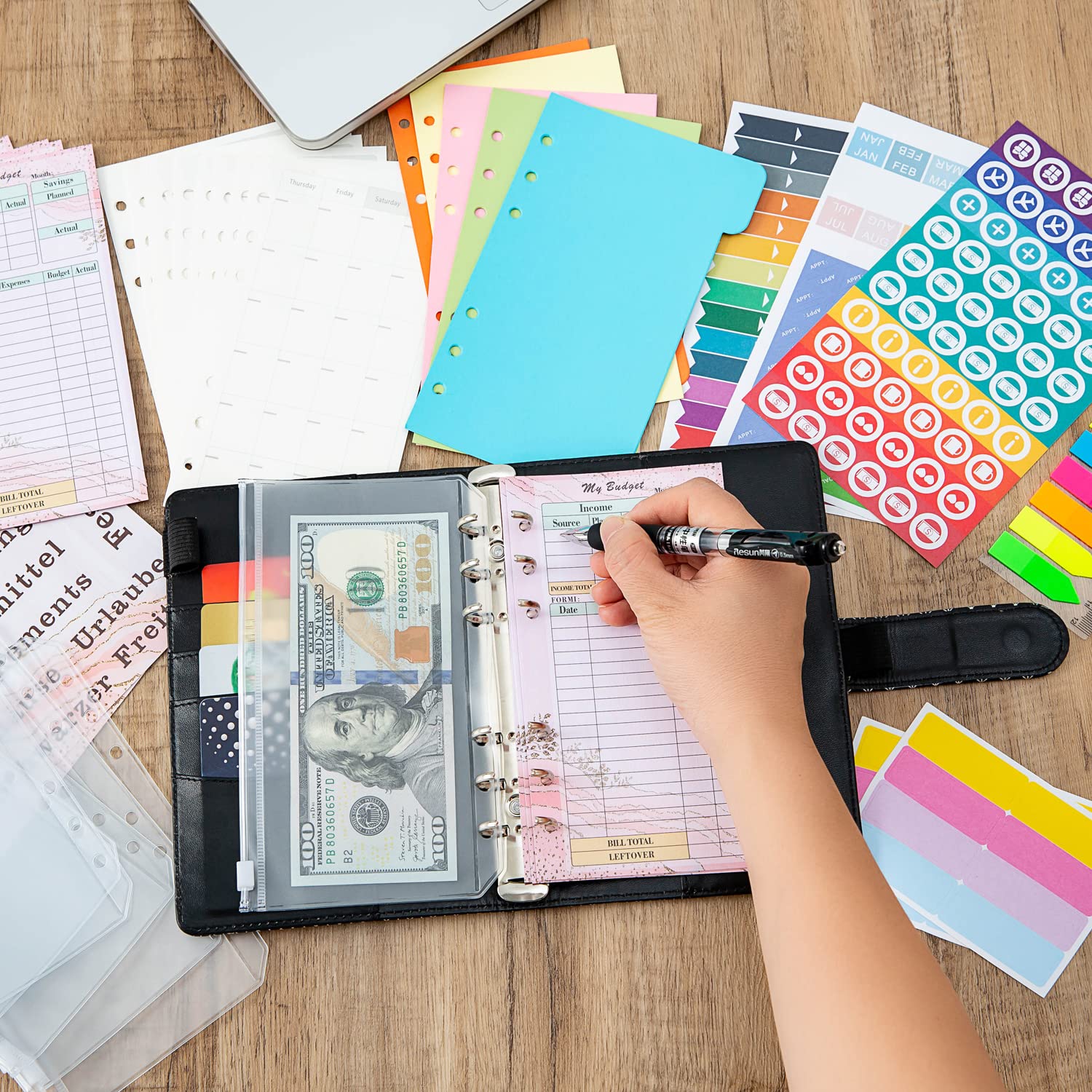 Budget Binder Itopon A6 – Planificateur Budgétaire En Cuir, Reliure Anneaux, Enveloppes Imperméables, Marron