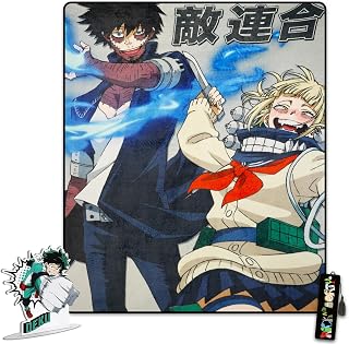 My Hero Academia Blanket Set - Soft Anime Throw Plus Deku Decor Stand, Bookmark for Kids, Adults, Teens | Cozy My Hero Academia Fleece Blanket 45"x60"
