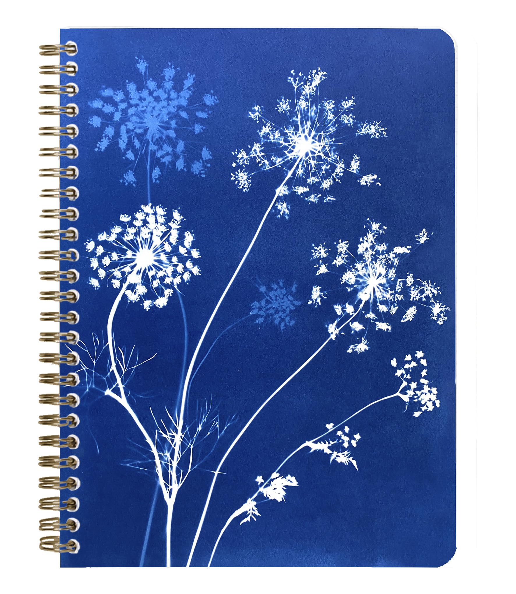 Clairefontaine 83504C - Spiral Notebook Floral/Cyanotype Patterns - A5 14.8x21cm 148 Lined Pages White Paper 90g - Grain Paper - Cyanotype Collection - Mixed