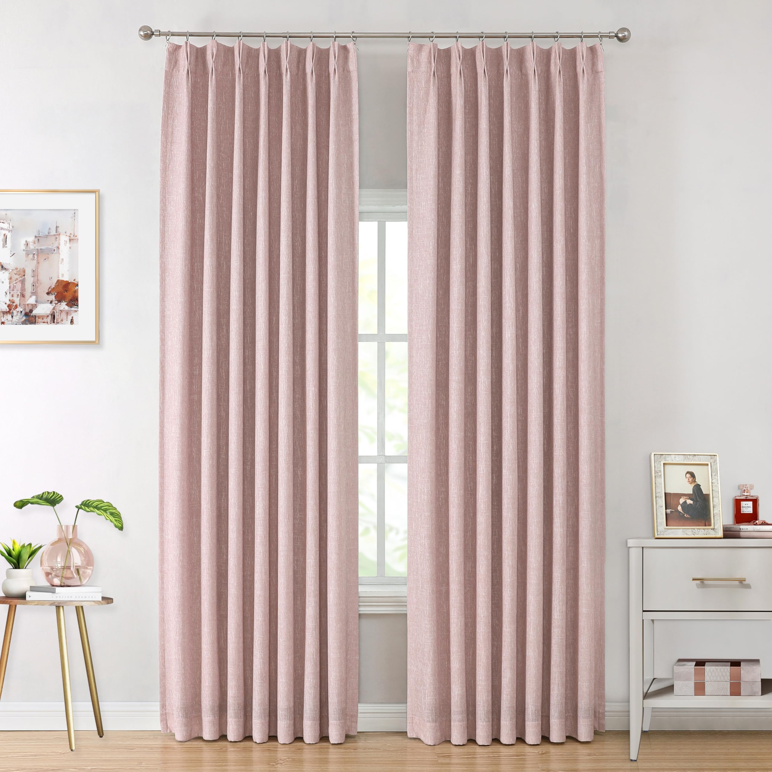 Amazon.com: Vision Home Pink Pinch Pleated Full Blackout Curtains