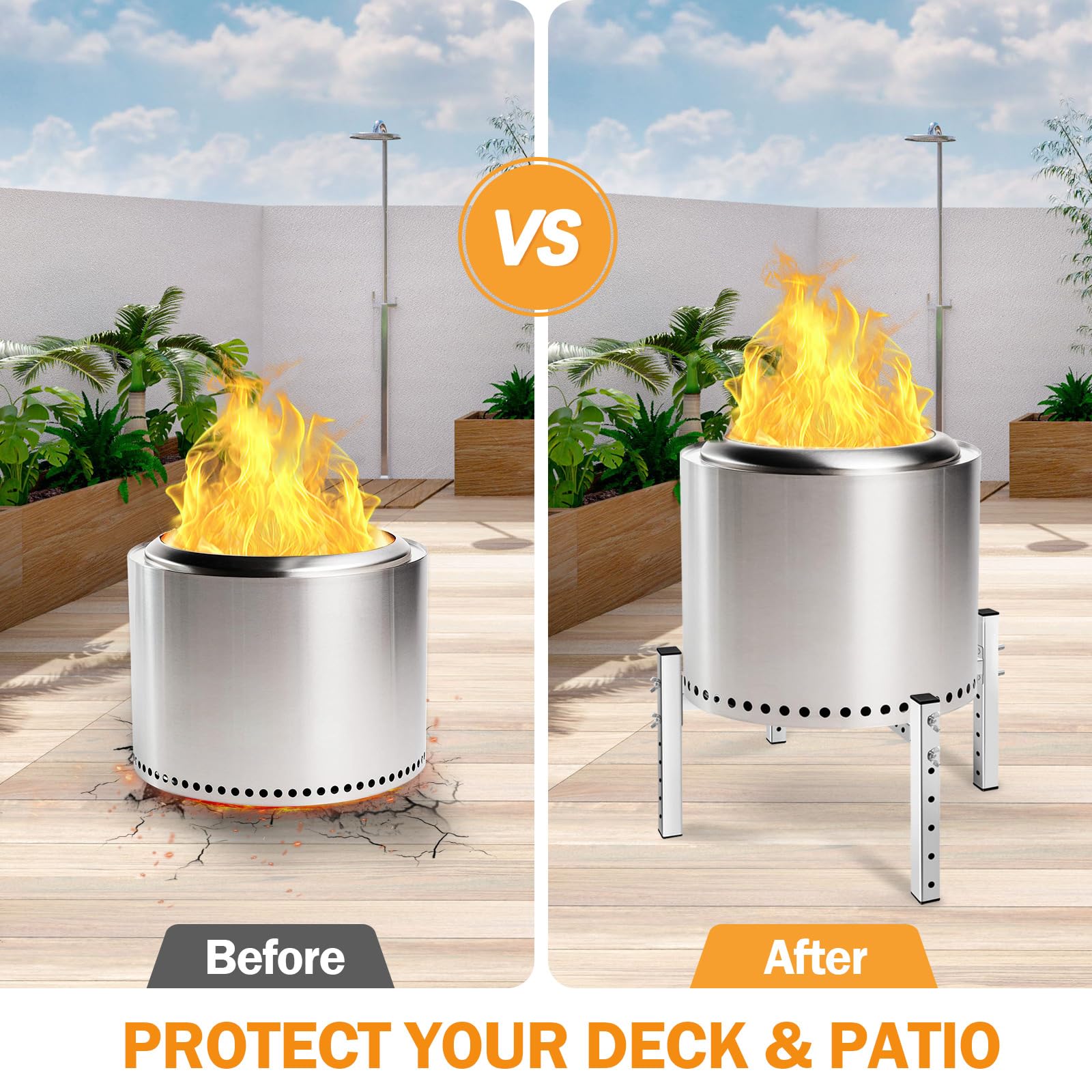 Amerbro Fire pit Stand for Solo Stove Bonfire Ranger Yukon 15-27inch ...