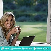 Vista 2 de Malla de mosquitera para ventana de 2.6 x 6.6 ft, rollo de mosquitero lavable, malla de alambre tejida ajustable para mantener fuera moscas, Gris