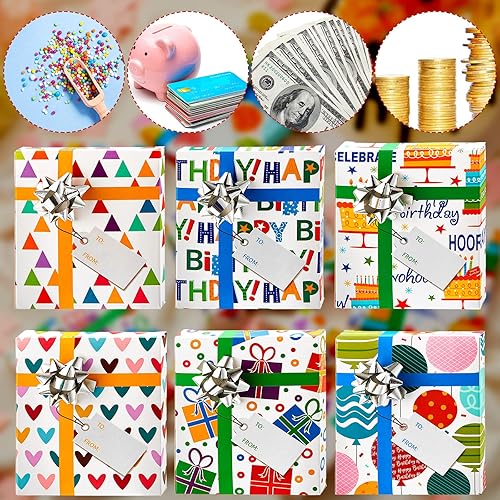 Miniatura 6 de Caja para tarjetas de regalo de 12 piezas, regalo de feliz cumpleaños, tarjetero de felicitación, regalos de cumpleaños, con 12 lazos de envoltura,