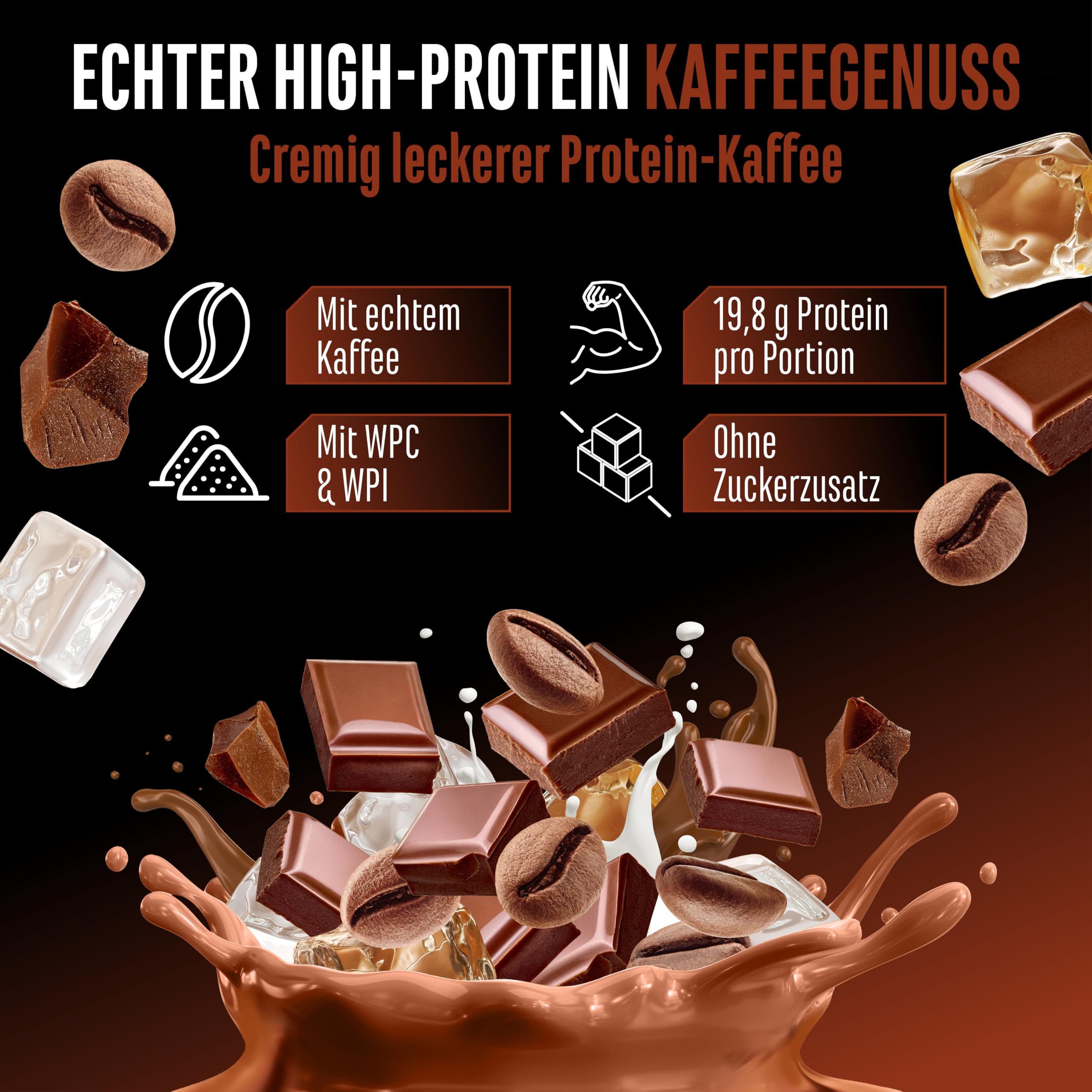 Wheypresso Protein Coffee - Eiweiß-Pulver mit Whey-Konzentrat & Isolat - Mit echtem Kaffee & Koffein - Cremiger High Protein Drink - (908 g, Double Chocolate Flavour)