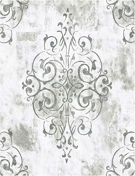 HAOKHOME Vintage Damask Peel and Stick Wallpaper White Vinyl Self Adhesive Decorative Contact Paper 17.7in x 9.8ft