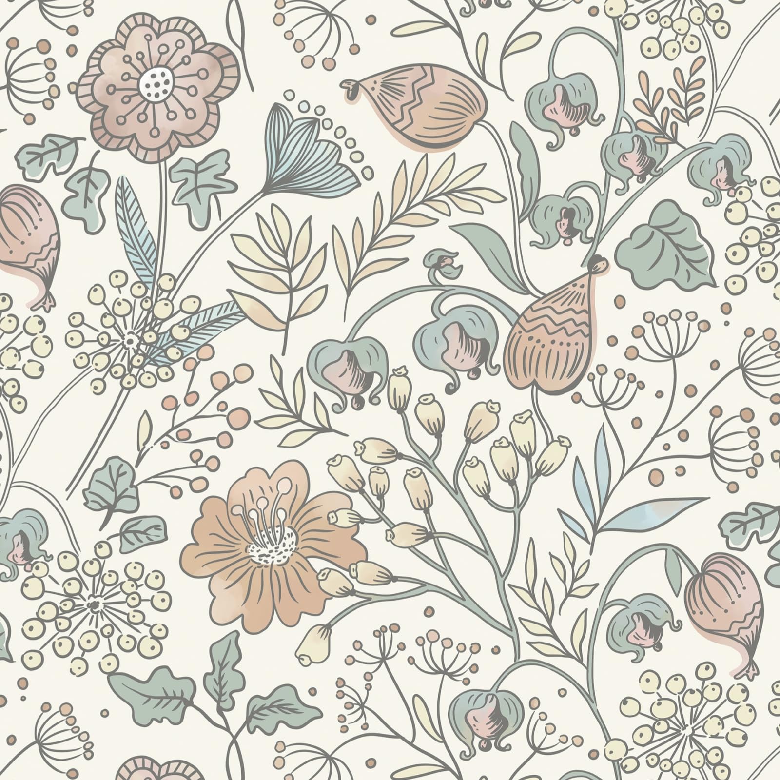 Papel pintado autoadhesivo para paredes de salón y dormitorio con diseño natural multicolor