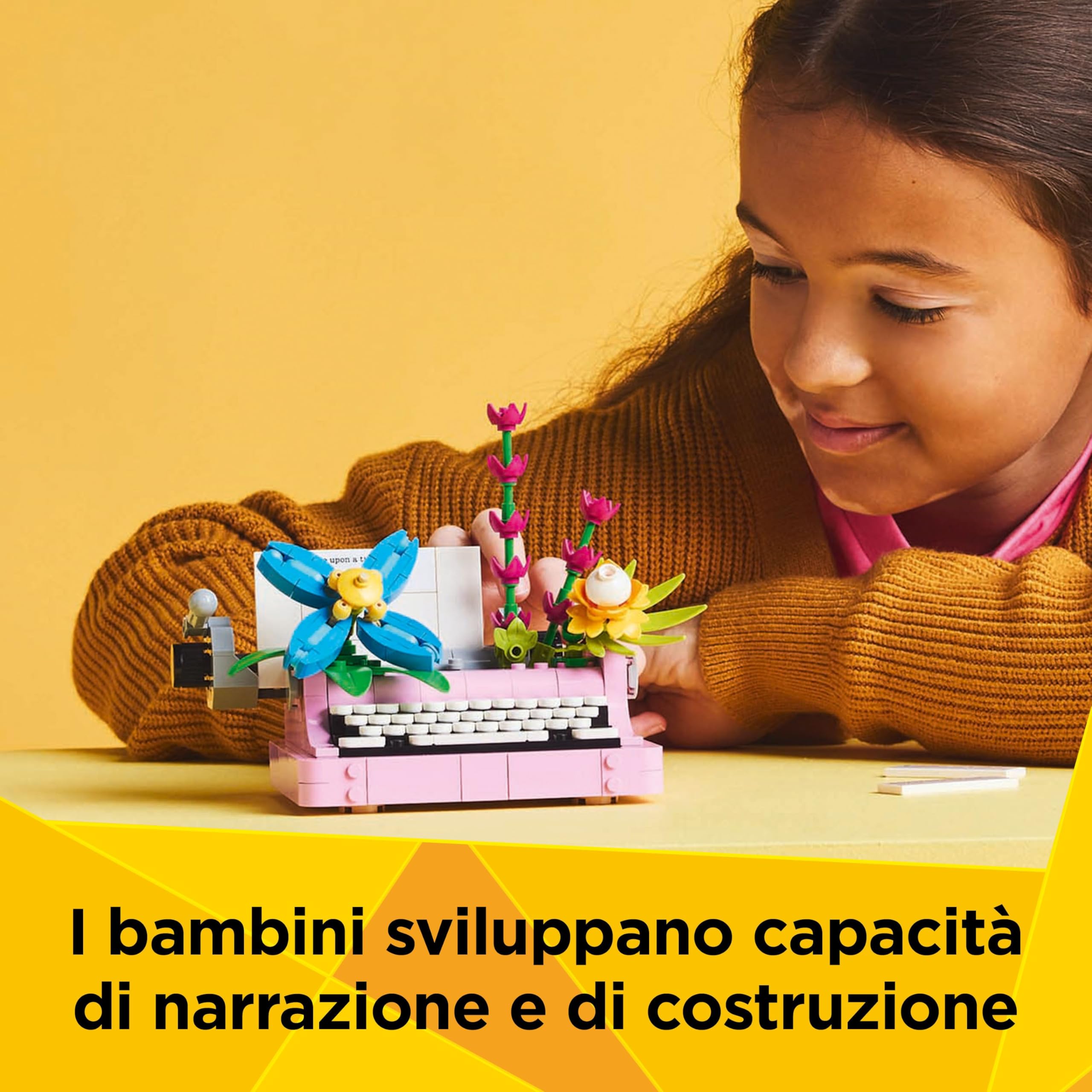 LEGO Creator 3 in 1 Macchina da Scrivere con Fiori Giocattolo - Si Trasforma in Keytar o in Vaso di Fiori con Penna e Taccuino - Regalo di Compleanno Creativo per Bambine e Bambini da 8 Anni - 31169