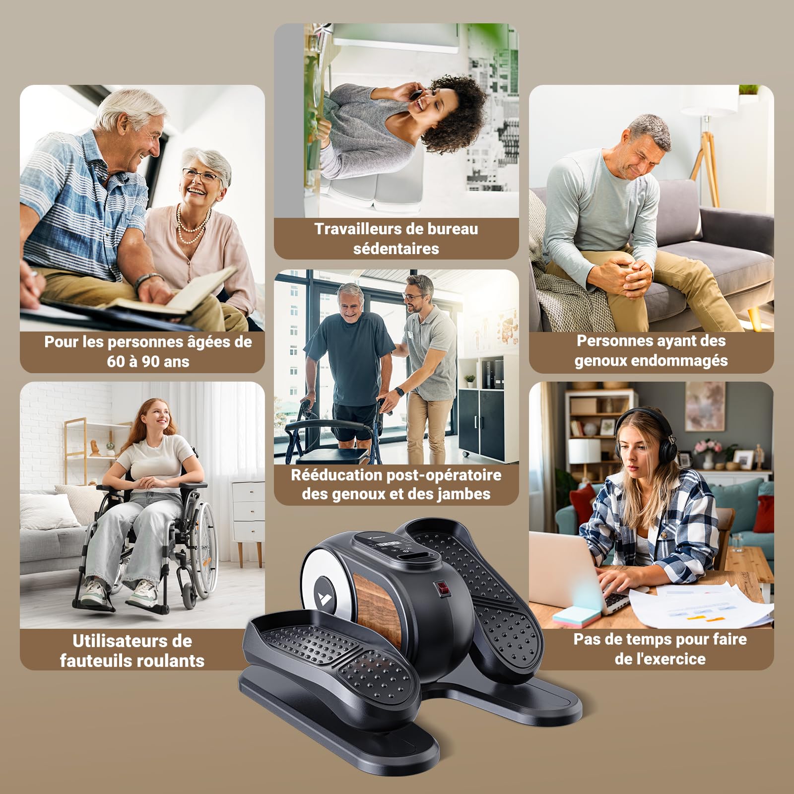 MERACH Elliptique de Bureau pour Maison, Mini Vélo Elliptique ÉLectrique Compact avec Télécommande, Écran, 12 Vitesses, Sangles pour Les Pieds, Silencieux et Portable, pour Seniors et Adultes