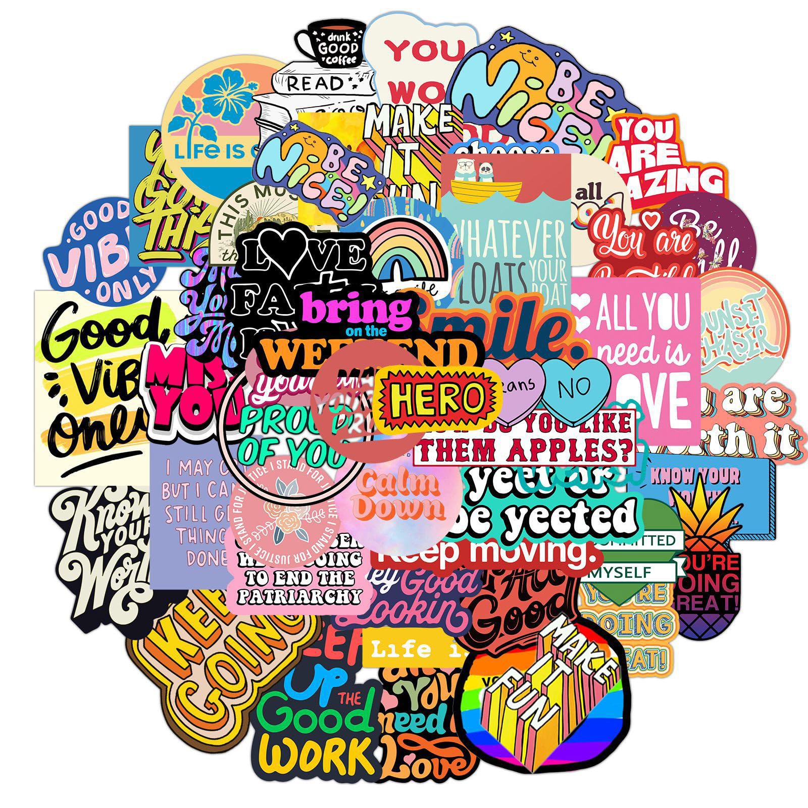 Confezione da 200 adesivi motivazionali con citazioni positive - Citazioni ispiratrici per bambini, adolescenti e adulti - In vinile impermeabile - Per bottiglie d'acqua, computer portatili,