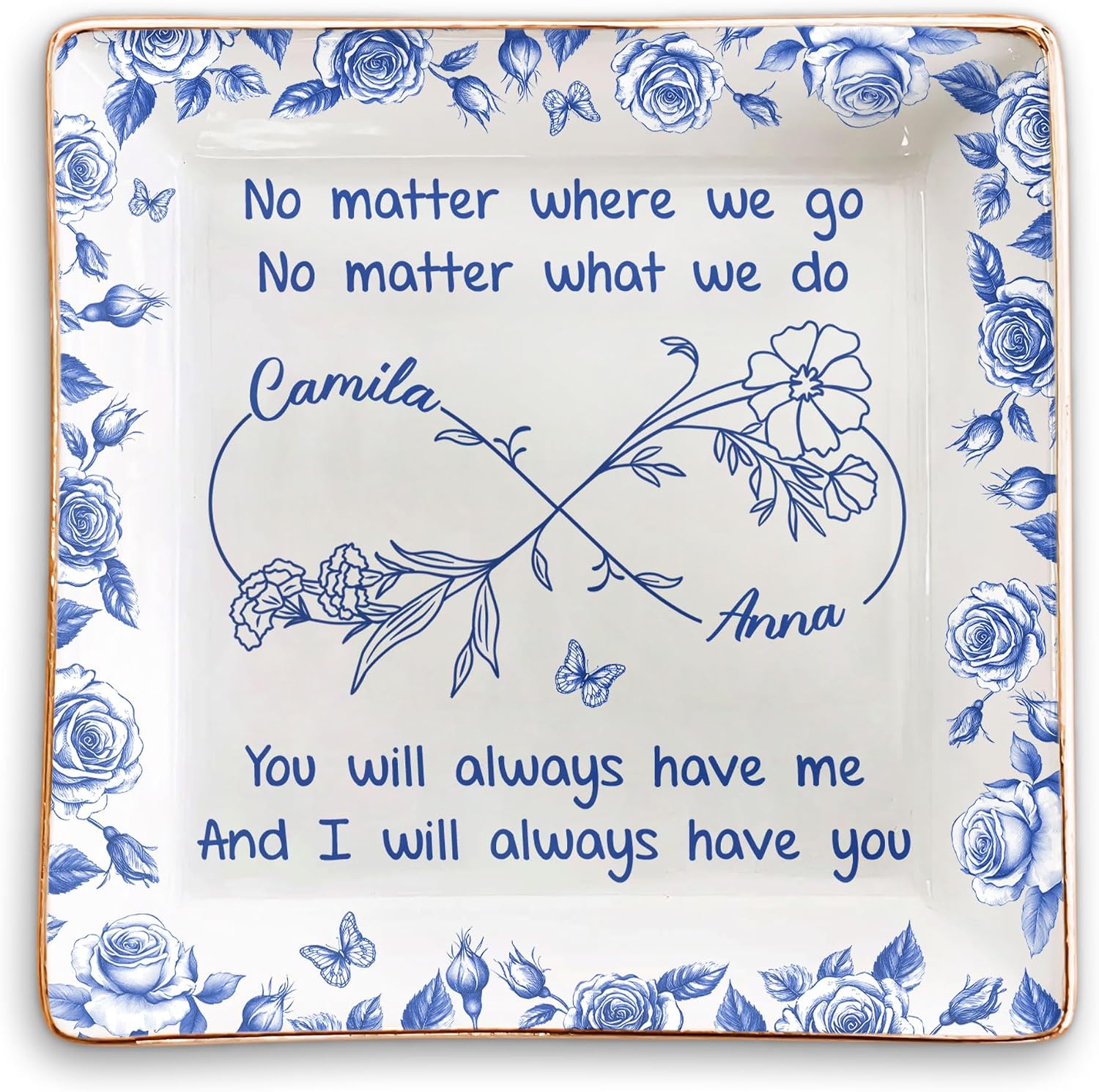 Hyturtle Personalized Bestie Jewelry Dish – Custom Ring Dish With Name – Birthday Gifts For Women – Best Friends Gifts – Bestie Gifts For Women – Friendship Trinket Tray For Her