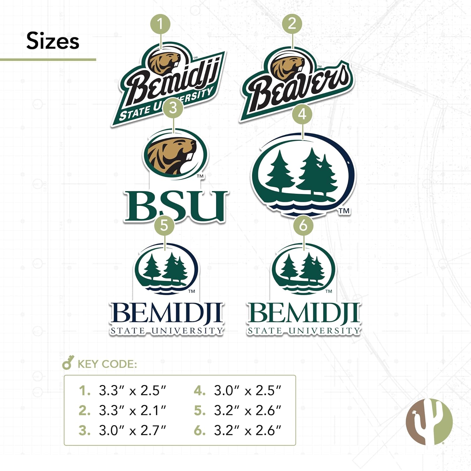 Desert Cactus Bemidji State University Beavers BSU Sticker Vinyl Decals Laptop Water Bottle Car Scrapbook T2 (Type 2) - Image 3