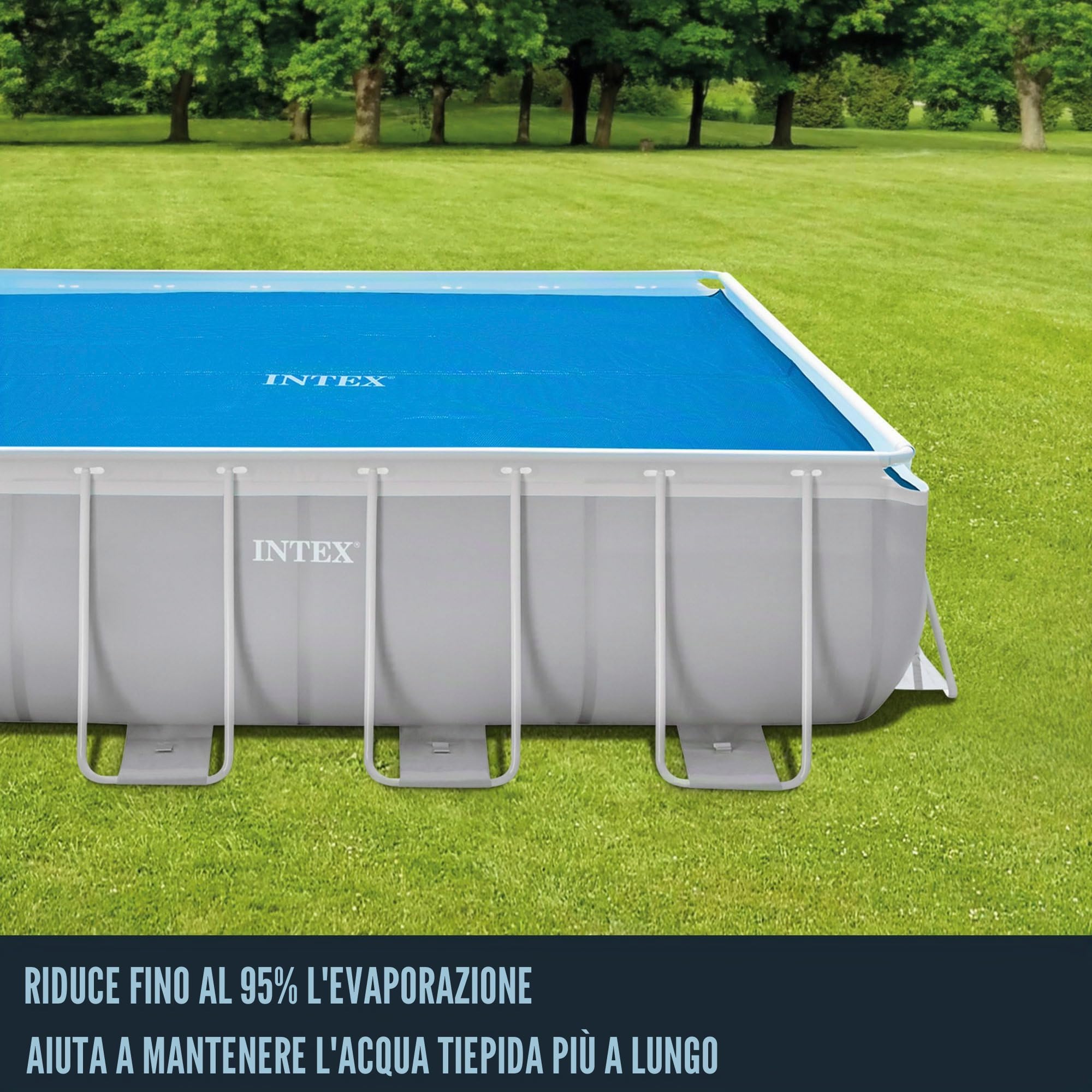 Intex 28029 - Telo Termico per Piscina Rettangolare, Polietilene, Blu, 488x244 cm