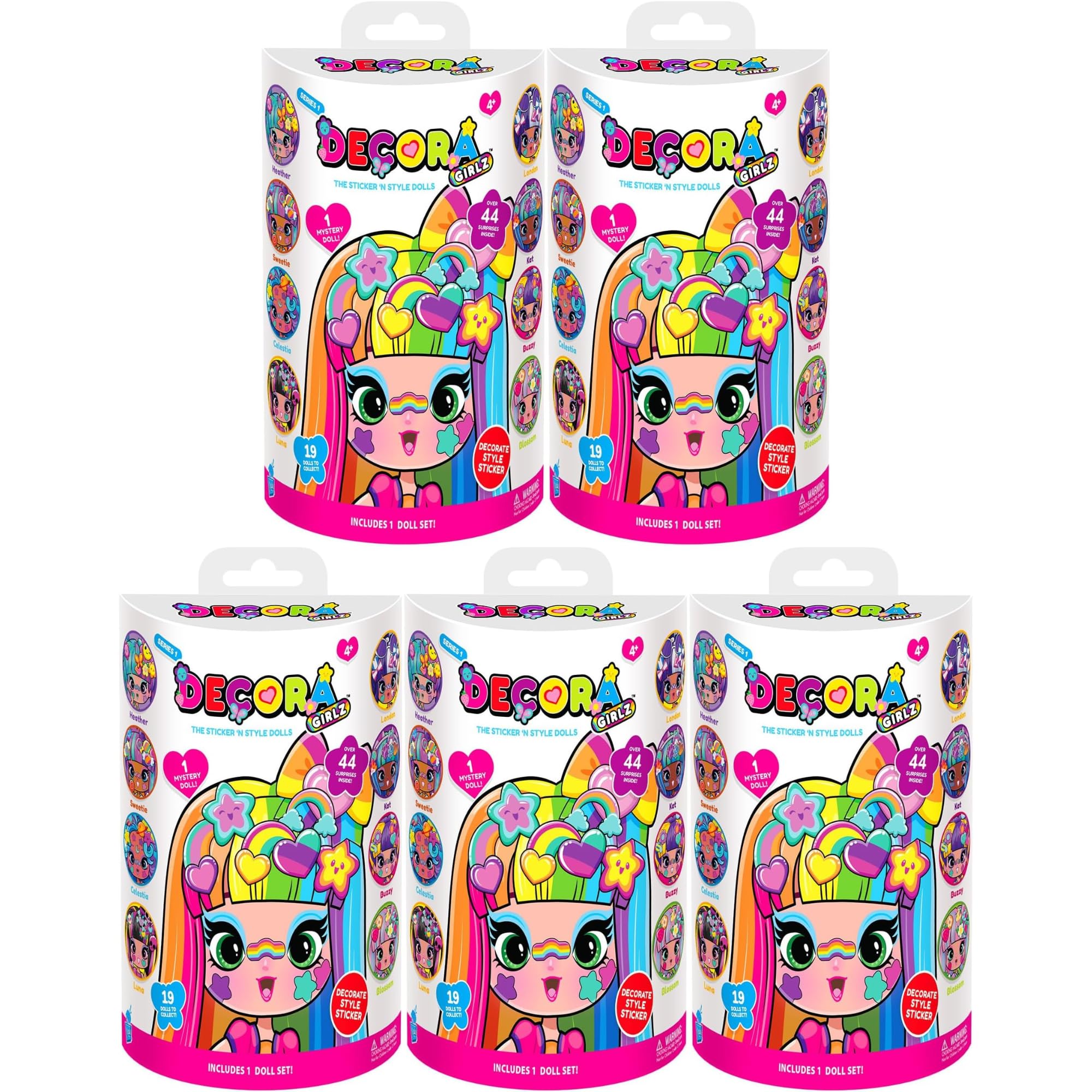 Decora Girlz Dollz - Styling Doll 5" 13cm Dolls - 19 Styles to Collect - (Pack of 5)