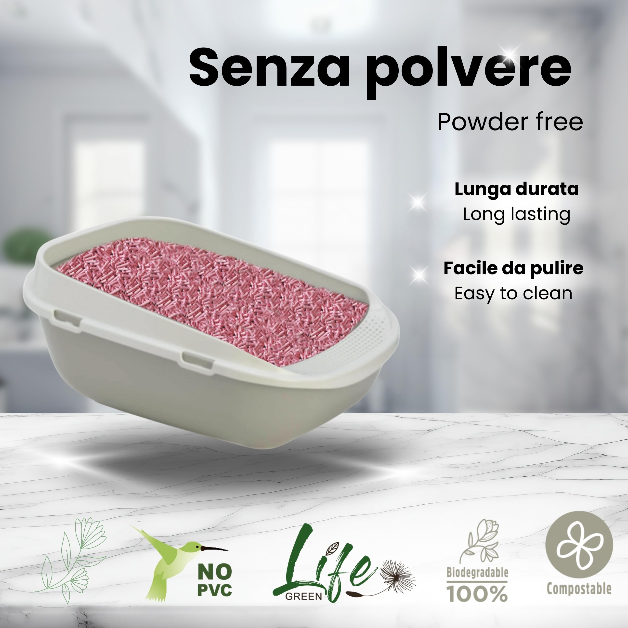 Naturalna żwirek dla kota, 2 kg, brzoskwinia, z włóknem grochowym i skrobią kukurydzianą, roślinnym, biodegradowalna, złuszczająca 3,8 l, eliminująca zapachy