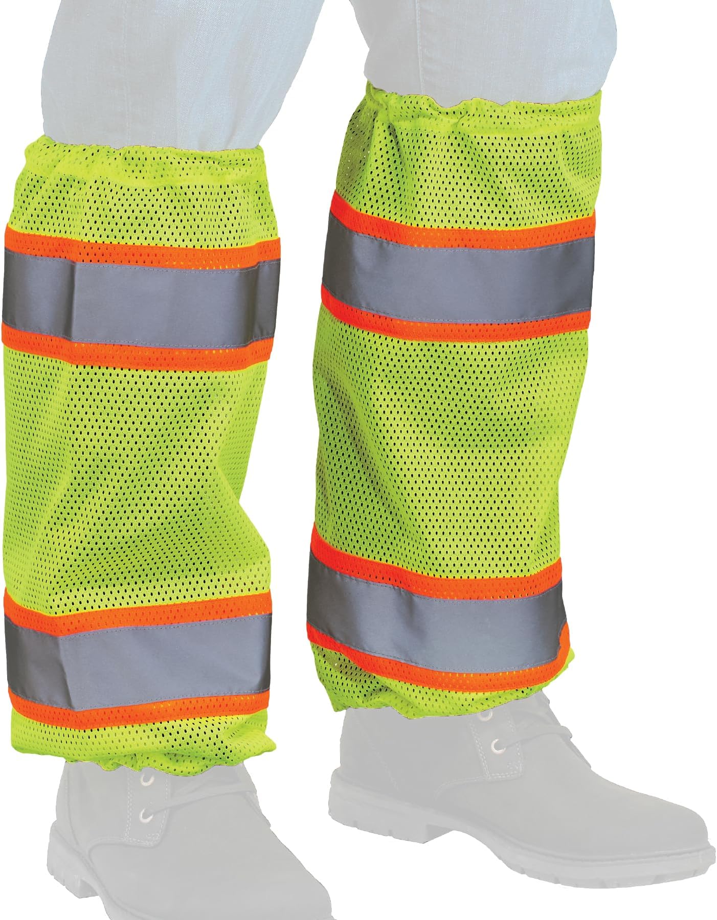 Ergodyne GloWear 8009 High Visibility Reflective Leg Gaiters, Two-Tone Mesh, Class E, 1- Pair Lime