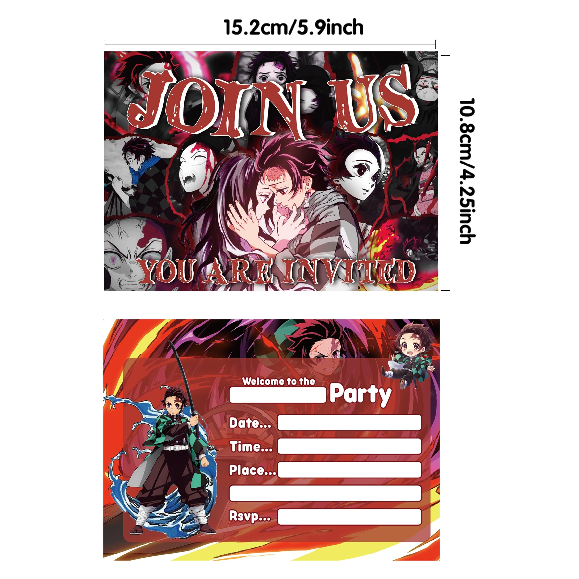 Invitations Anniversaire Anime Cinnamorol - Lot De 24 Cartes Avec Enveloppes - Thème Kawaii