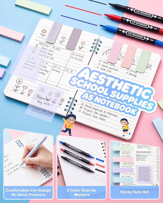 123 Pcs Pencil Case with Stationery Included,Aesthetic Stationery Supplies