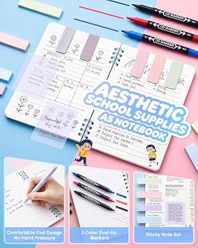 123 Pcs Pencil Case with Stationery Included,Aesthetic Stationery Supplies