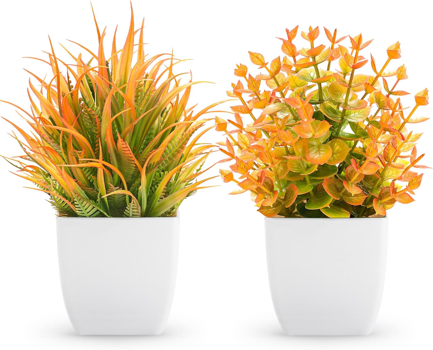 Der Rose 2 Pack Small Fall Fake Plants Mini Artificial Potted Plants Fall Table Office Decor for Home Desk Bathroom Decoration