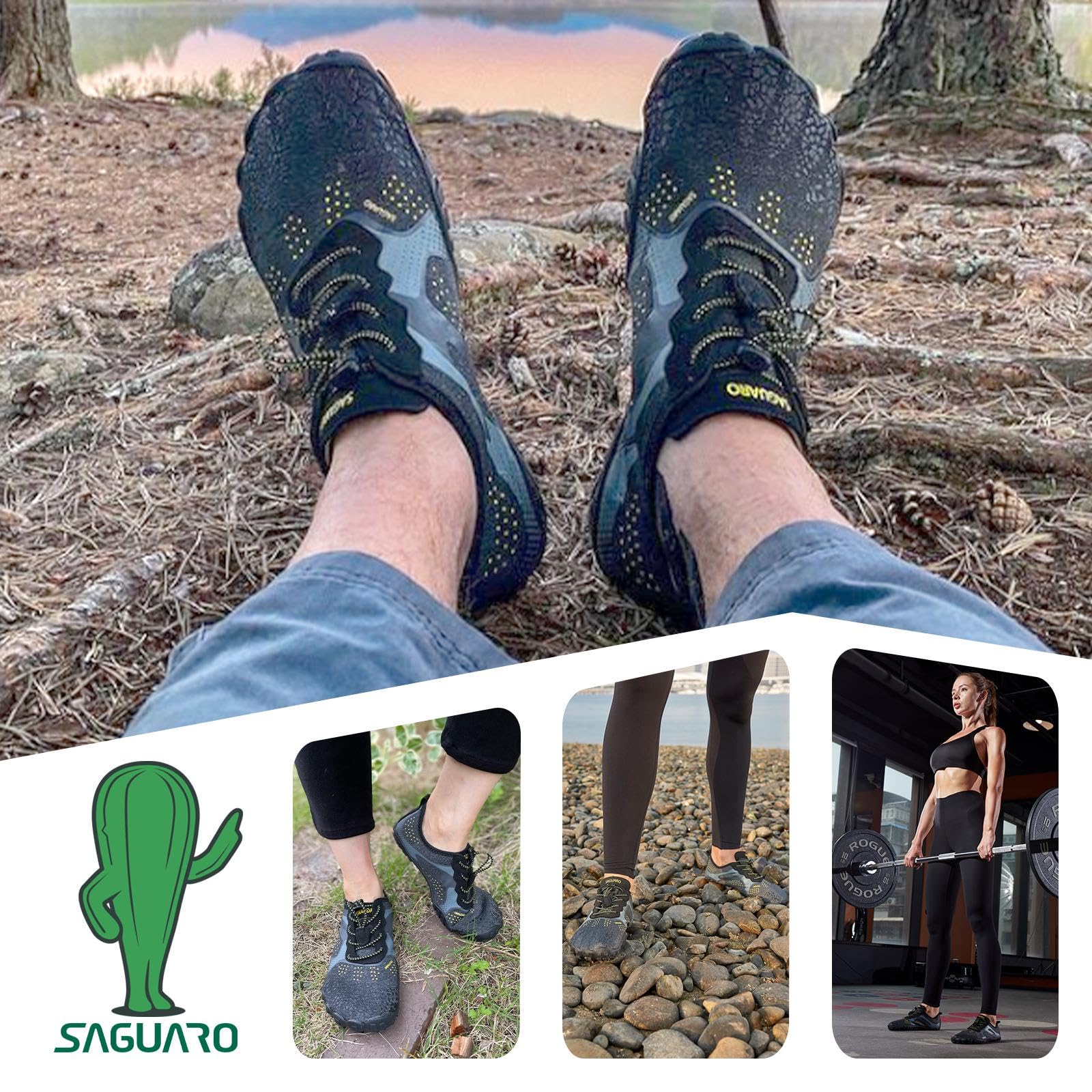 SAGUARO Scarpe Barefoot Minimaliste Uomo Donna - Scarpe Scogli Leggere Traspiranti Antiscivolo - con Padelle Larghe e Zero Gocce
